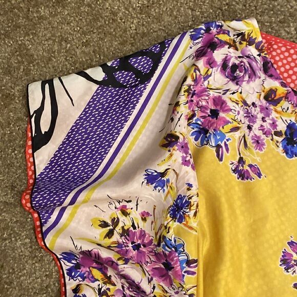 Cabi 100% Silk Artist Top Kimono Butterfly Red Print Blouse #345 - Picture 11 of 14